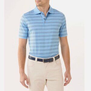 Bobby Jones Men's Blue Striped Exclusive 100% Cotton Polo Shirt Size XL